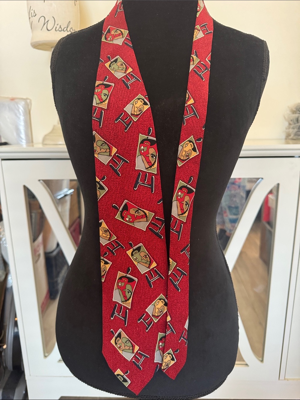 Picasso “Wearable Art” Red Patterned Silk Tie